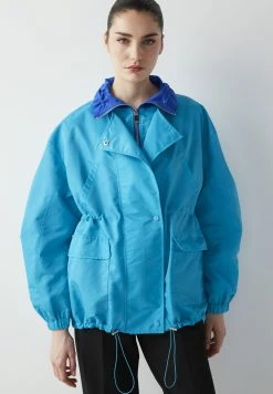 Ipekyol Relaxed Fit Adjustable Waist Colorblock Coat - Outdoorjas - Blue