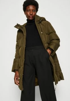 Marc O'Polo DENIM Midi Puffer Coat With Hood Welt Pockets Sideseam Slits - Winterjas - Slate Green -ONLY shop 045b48f92f4a4188af45ff059fee9dd3