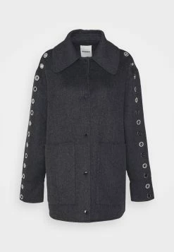 Sandro Oversize Double Face Coat With Eyelet - Halflange Jas - Gris Foncé -ONLY shop 13963862ff48403fb85fab9c95e3afa2