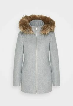 ONLY Onlnewerica Hood Coat - Halflange Jas - Medium Grey Melange -ONLY shop 16d0aab20fe947a2bd61e2c31a93599e