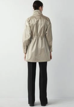 Ipekyol Relaxed Fit Shiny Textured Waist-Accentuated Coat - Parka - Beige -ONLY shop 21b86dae8082435f9440f44d57fe3835