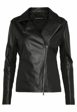 Emporio Armani Caban Coat - Leren Jas - Black -ONLY shop 23f0e8dad2634e1c9fc43b21cb50be80