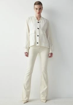 Ipekyol Oversize Bomber Coat With Rib Collar - Bomberjacks - Ecru -ONLY shop 2543fc36c5654695996945b7115ae3f4