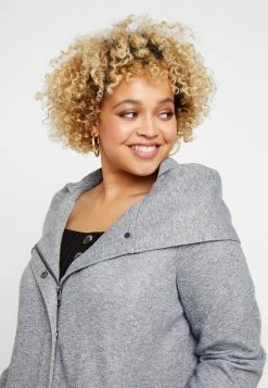 ONLY CARMAKOMA Carsedona Light Coat - Halflange Jas - Light Grey Melange -ONLY shop 2619d1e03b7345c880400a16b103dbe1