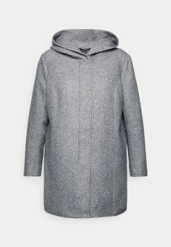 ONLY CARMAKOMA Carsedona Light Coat - Halflange Jas - Dark Grey Melange/Melange -ONLY shop 2982f679bb9543a2a35baf7dbb6724a0