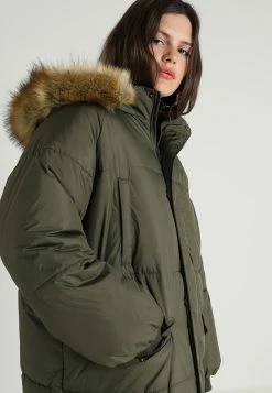 Ladies Oversize Puffer Coat - Winterjas - Darkolive/Beige -ONLY shop 3213f69b01de4373956ab41235764063