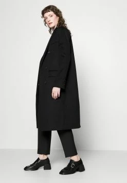 Calvin Klein Melton Double Breasted Coat - Mantel - Black -ONLY shop 34d6eb6efd4e4b28879fea0f72e96fce
