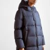 Marc O'Polo Coat Filled Fixed Hood Welt Pockets Side Slits With Press Buttons - Donsjas - Deep Blue Sea -ONLY shop 34f24d7888f044bfb042f80884c0eb16