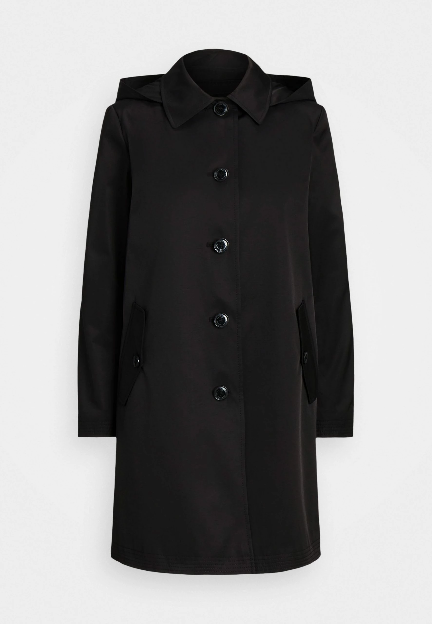 Hooded Lined Coat - Halflange Jas - Black 7 Hooded Lined Coat - Halflange Jas - Black - Afbeelding 5