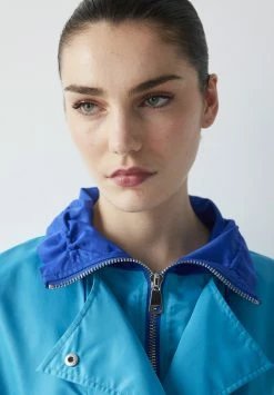 Ipekyol Relaxed Fit Adjustable Waist Colorblock Coat - Outdoorjas - Blue -ONLY shop 41eb024cab124b33aa9ae0efcb4be1ee