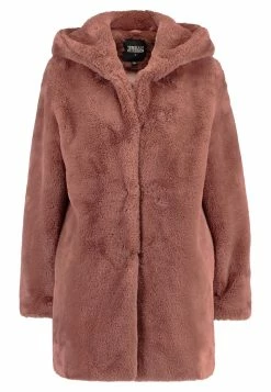 URBAN CLASSICS Ladies Hooded Teddy Coat - Winterjas - Darkrose -ONLY shop 4261b0d73d184ba5817e53cd498f5d41