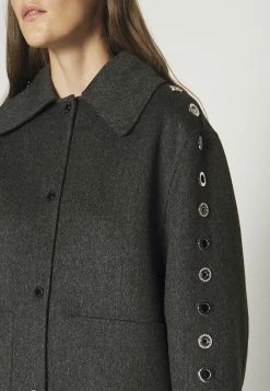 Sandro Oversize Double Face Coat With Eyelet - Halflange Jas - Gris Foncé -ONLY shop 4979a1a26384441081c4615dce6089ac