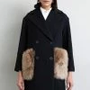 Madison Coat With Shearling Pockets - Mantel - Black/Honey