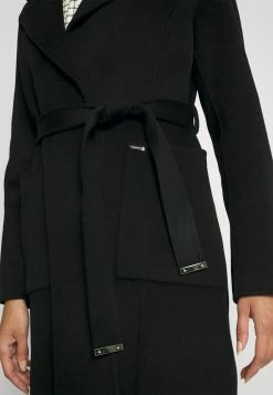MICHAEL Michael Kors Belted Wrap Style Face Coat - Mantel - Black -ONLY shop 4d07477c9df348fa821e74b18d588c14