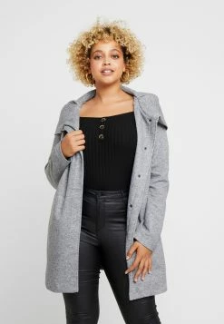 ONLY CARMAKOMA Carsedona Light Coat - Halflange Jas - Light Grey Melange