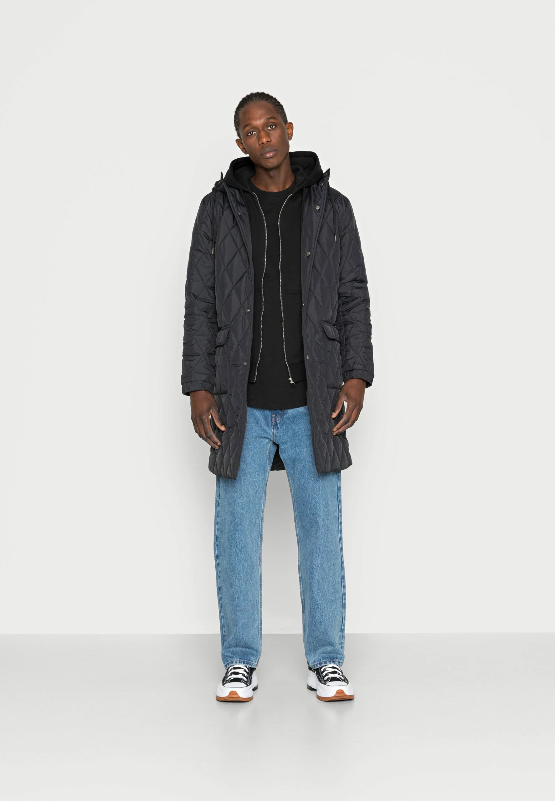 YOURTURN Coat Unisex - Halflange Jas - Black 4 YOURTURN Coat Unisex - Halflange Jas - Black - Afbeelding 2