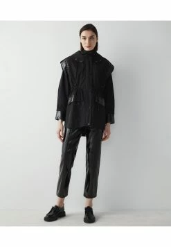 Ipekyol Regular Fit Patent Leather Mix Adjustable Waist Coat - Parka - Black 12 Ipekyol Regular Fit Patent Leather Mix Adjustable Waist Coat - Parka - Black -ONLY shop 53f5496f2a654915aea5926f3db9749d