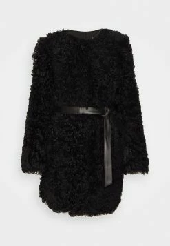 Romy Tigrado Shearling Coat - Halflange Jas - Black Silky -ONLY shop 54eed52216834e0e9a253e7181093638