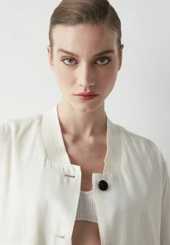 Ipekyol Oversize Bomber Coat With Rib Collar - Bomberjacks - Ecru -ONLY shop 56999d8db9434a4aae2e2b7a0684a165