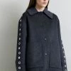 Sandro Oversize Double Face Coat With Eyelet - Halflange Jas - Gris Foncé -ONLY shop 597b611ff39a4df79c758b39758dae32