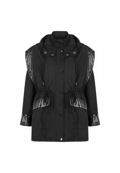 Ipekyol Regular Fit Patent Leather Mix Adjustable Waist Coat - Parka - Black 13 Ipekyol Regular Fit Patent Leather Mix Adjustable Waist Coat - Parka - Black -ONLY shop 5a335dc3de6d4c8d9909804142a100e6