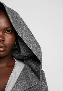 ONLY CARMAKOMA Carsedona Light Coat - Halflange Jas - Dark Grey Melange -ONLY shop 5ca299533fab4d77ade953f764888479