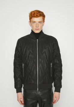 Antony Morato Coat Regular Fit In Compound Fabric CrumpledEffect With Eco Padding Sorona Aura - Leren Jas - Black