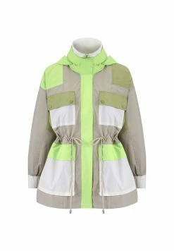 Ipekyol Relaxed Fit Colorblock Adjustable Waist Coat - Parka - Green -ONLY shop 6034cee586cd4ad18da400a7ee933baf