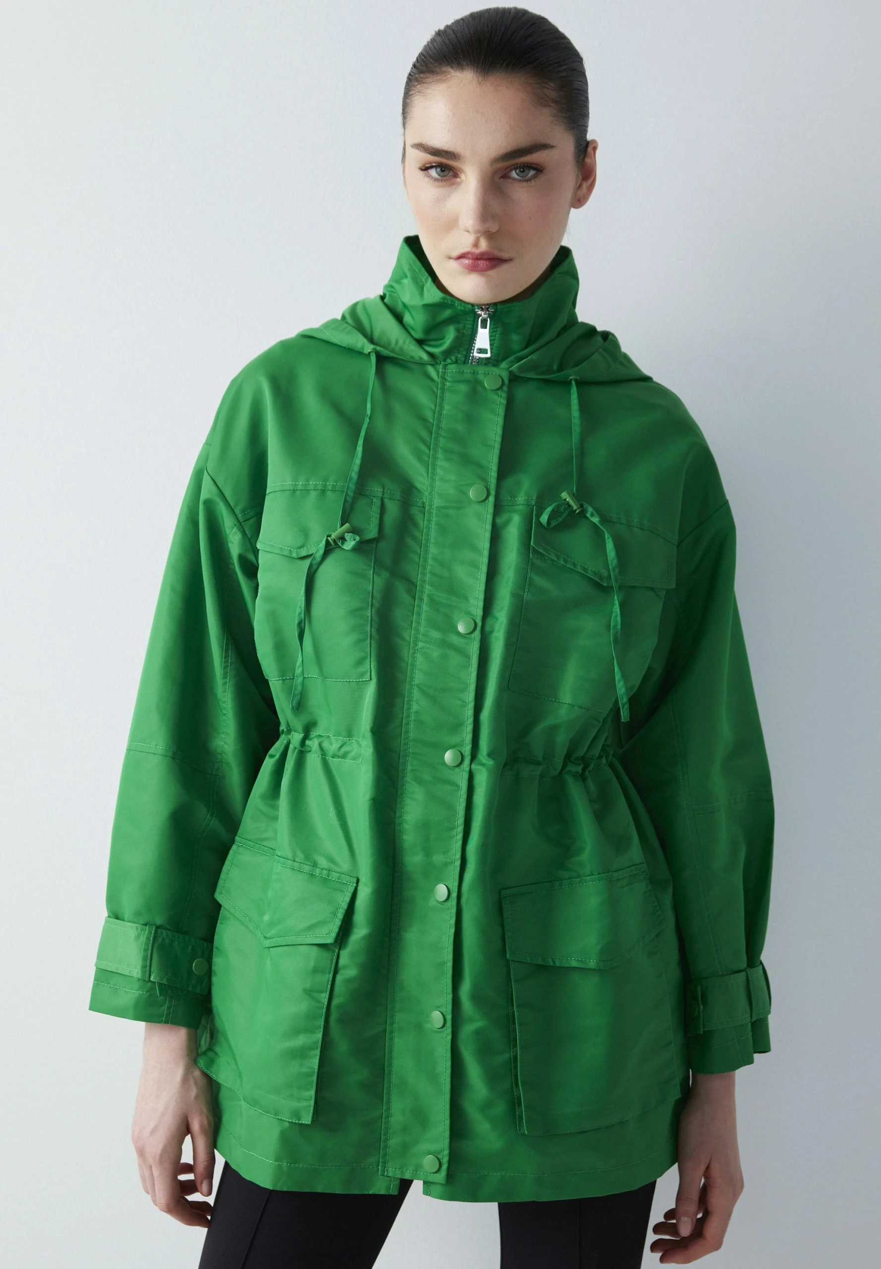 Ipekyol Relaxed Fit Adjustable Waist Coat With Windbreaker - Parka - Green 3 Ipekyol Relaxed Fit Adjustable Waist Coat With Windbreaker - Parka - Green