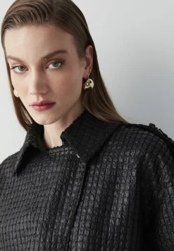 Ipekyol Relaxed Fit Textured Adjustable Waist Coat - Lichte Jas - Black 11 Ipekyol Relaxed Fit Textured Adjustable Waist Coat - Lichte Jas - Black -ONLY shop 64421e7b3d6c4784a88505939072e1dc