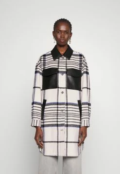 DKNY Ong Shirt Coat Pockets - Jas - Ivory Multi Coloured