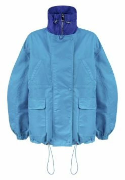 Ipekyol Relaxed Fit Adjustable Waist Colorblock Coat - Outdoorjas - Blue -ONLY shop 65ffcb046ccd4e77ba2e45c470998be4