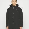 Blauer Long Jacket Coat Detachable Hoodie - Gewatteerde Jas - Black