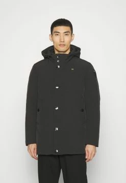 Blauer Long Jacket Coat Detachable Hoodie - Gewatteerde Jas - Black