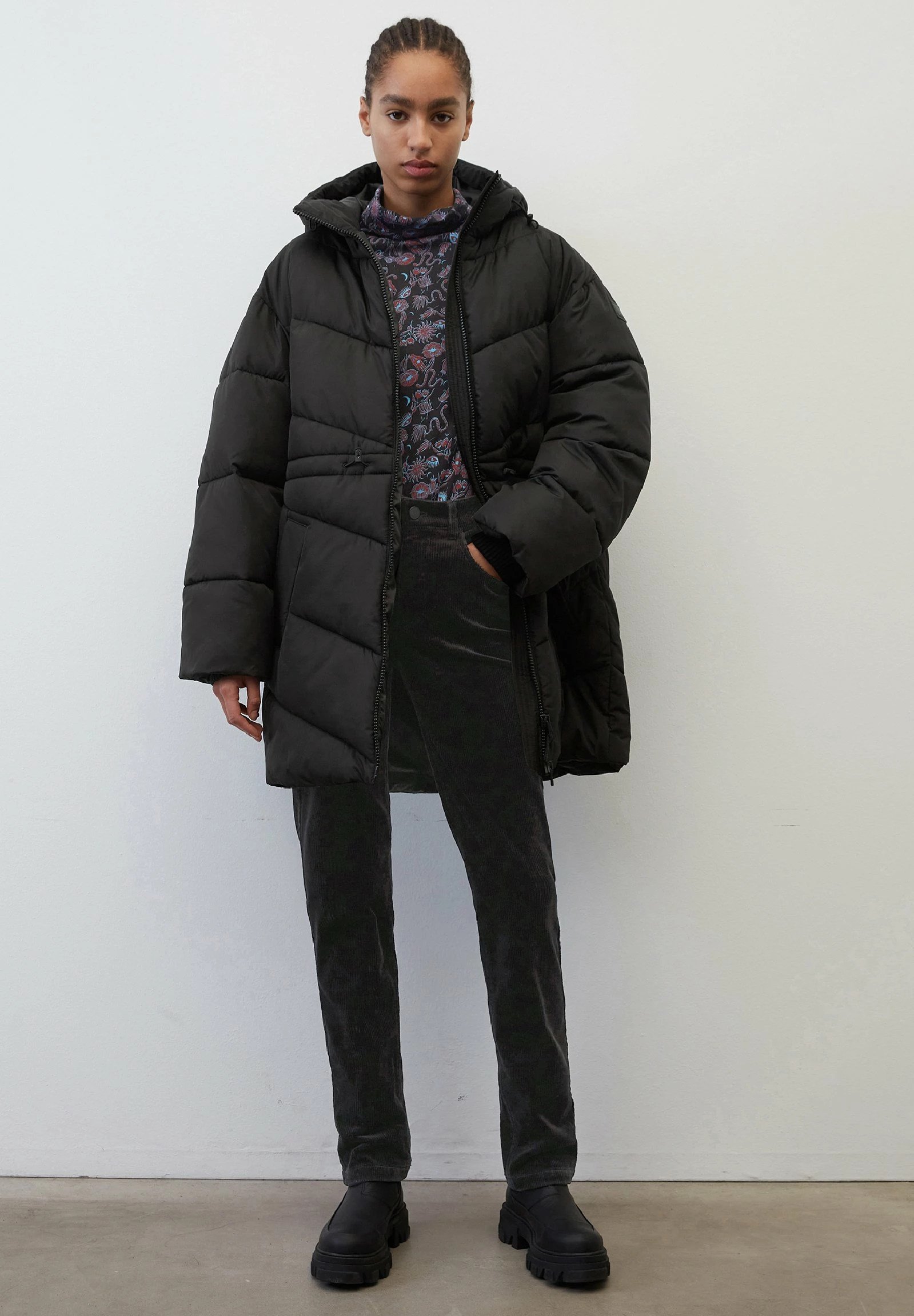 Marc O'Polo DENIM Puffer Midi Coat With Hood - Winterjas - Black 4 Marc O'Polo DENIM Puffer Midi Coat With Hood - Winterjas - Black - Afbeelding 2