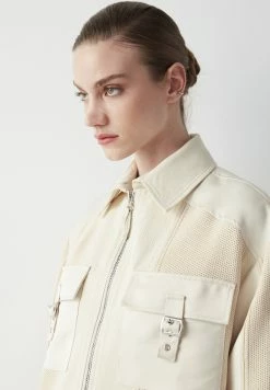 Ipekyol Oversize Technical Fabric And Knit Mix Coat - Halflange Jas - Natural -ONLY shop 7122f912f1e6413d94de5e8cda6f0ce4