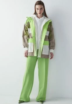 Ipekyol Relaxed Fit Colorblock Adjustable Waist Coat - Parka - Green -ONLY shop 716aec8e01f74d87b3cb3bdc8aba5c54
