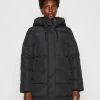 Marc O'Polo DENIM Midi Puffer Coat With Hood Welt Pockets Sideseam Slits - Winterjas - Black -ONLY shop 76a66bfae13b45a6a46801d459c15e78