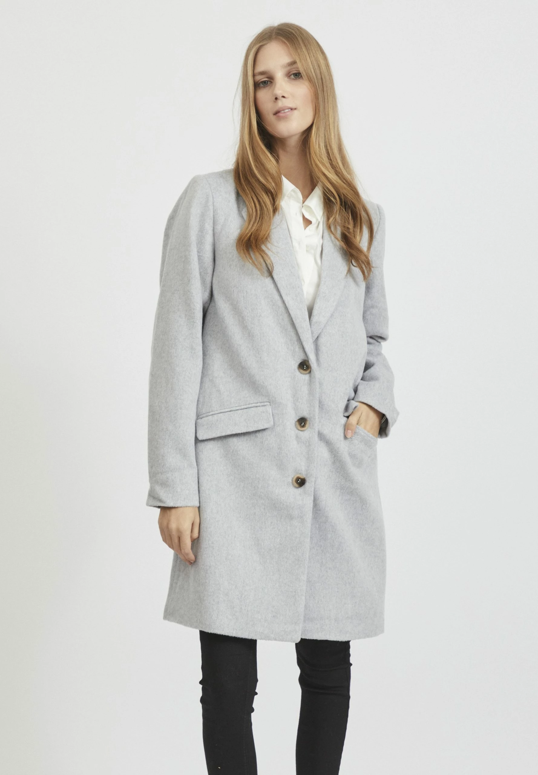 Vila Vileovita Coat - Mantel - Light Grey Melange 3 Vila Vileovita Coat - Mantel - Light Grey Melange