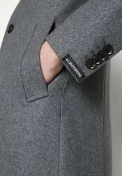 J.Lindeberg Holger Melton Coat - Mantel - Mid Grey Melange -ONLY shop 7e393d313547410d83f6c77f896fc5aa