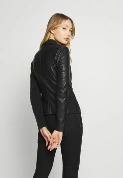 Emporio Armani Caban Coat - Leren Jas - Black -ONLY shop 804ab561483b4a76a0ccdb352c6683cd