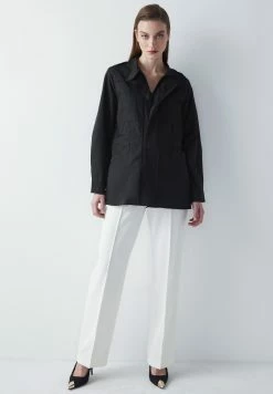 Ipekyol Regular Fit Stand-Up Collar Coat With Accentuated Waist - Parka - Black -ONLY shop 805381eaca6d4933af75bf8bb4c9092e