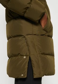 Marc O'Polo DENIM Midi Puffer Coat With Hood Welt Pockets Sideseam Slits - Winterjas - Slate Green -ONLY shop 8150a5229a334943b986bf86c8ed013a