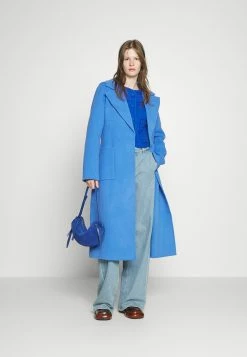MICHAEL Michael Kors Belted Wrap Style Face Coat - Mantel - Blue -ONLY shop 81fafa4708384d999b3b6ccaaaaf77e2