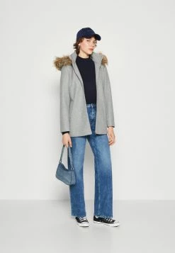 ONLY Onlnewerica Hood Coat - Halflange Jas - Medium Grey Melange -ONLY shop 880753030b934f878422be5e1d921ba9