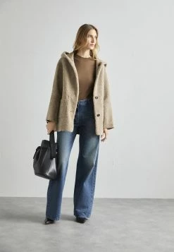 Remi Reversable Merino Curly Coat - Halflange Jas - Sand Silky -ONLY shop 8a83280150424e14aed7090ae1131a64