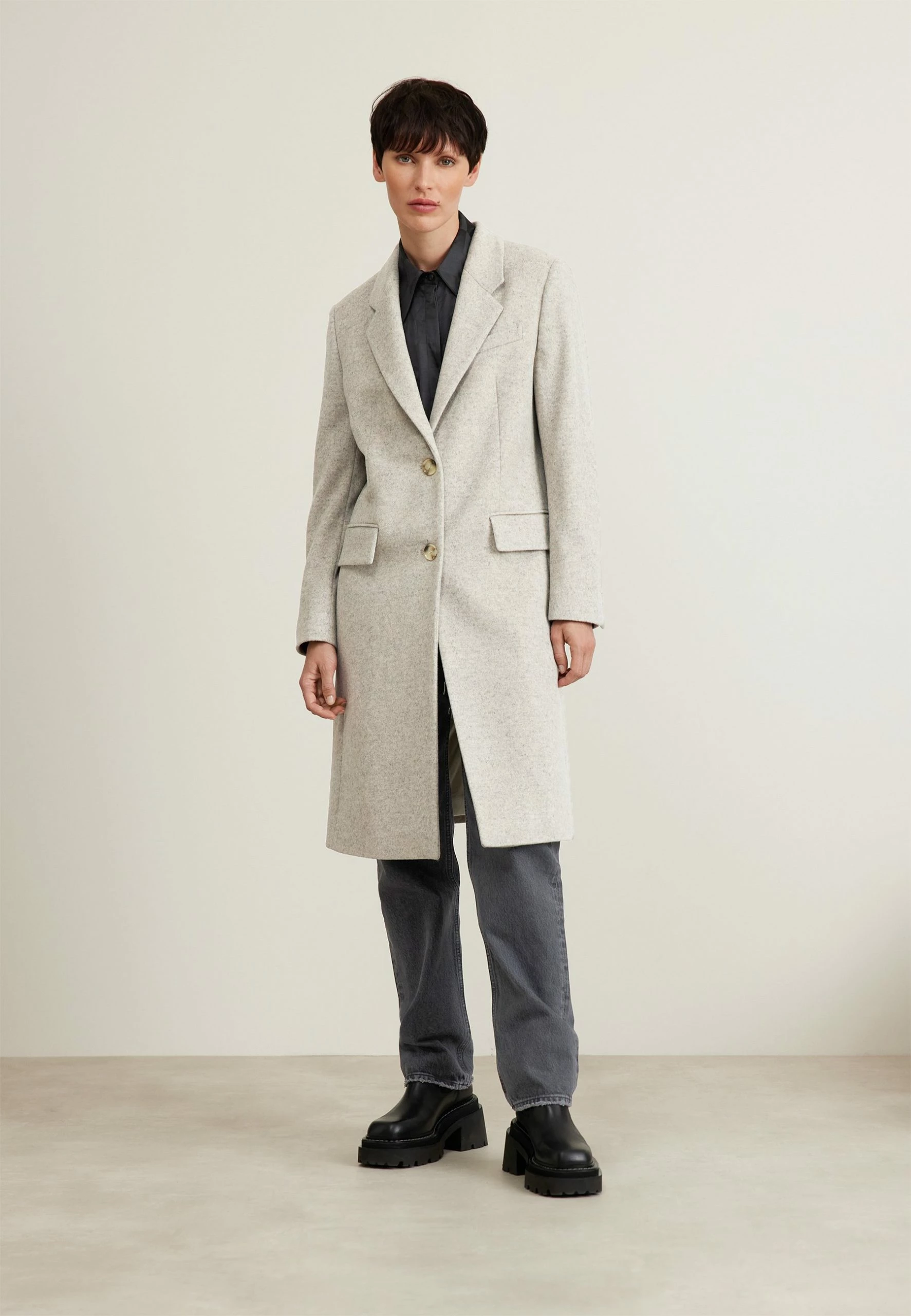 Boss Slim-Fit Coat In Virgin Wool And Cashmere - Mantel - Open White 4 Boss Slim-Fit Coat In Virgin Wool And Cashmere - Mantel - Open White - Afbeelding 2