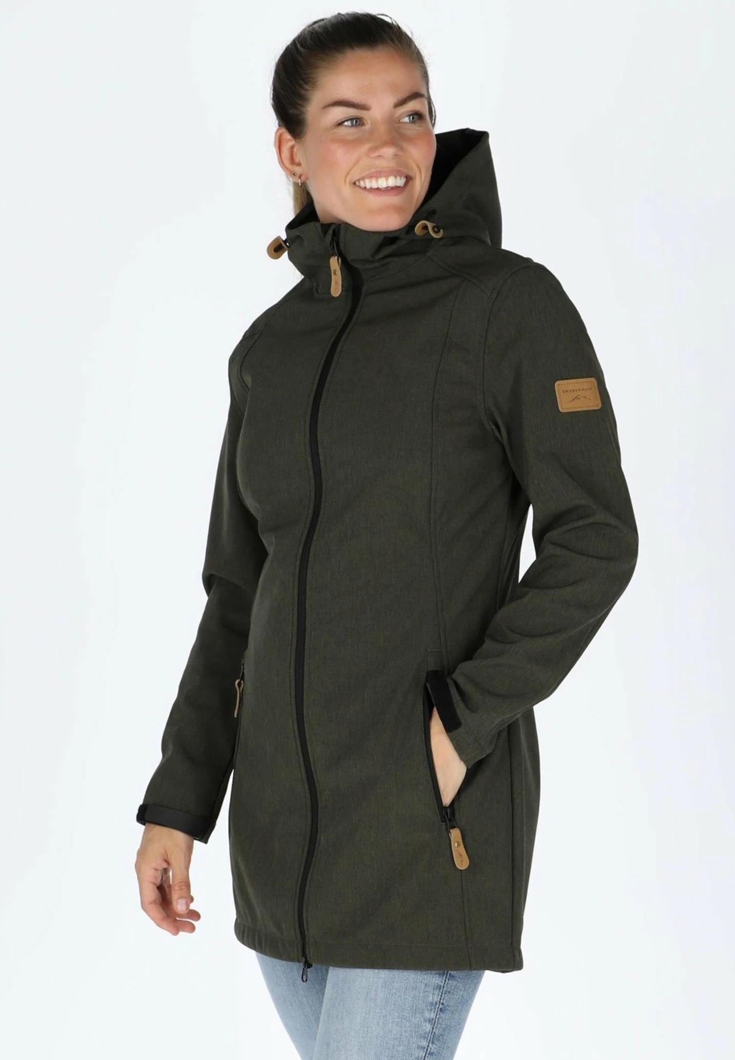 Softshell Coat W - Halflange Jas - Olive Melange 10 Softshell Coat W - Halflange Jas - Olive Melange - Afbeelding 8