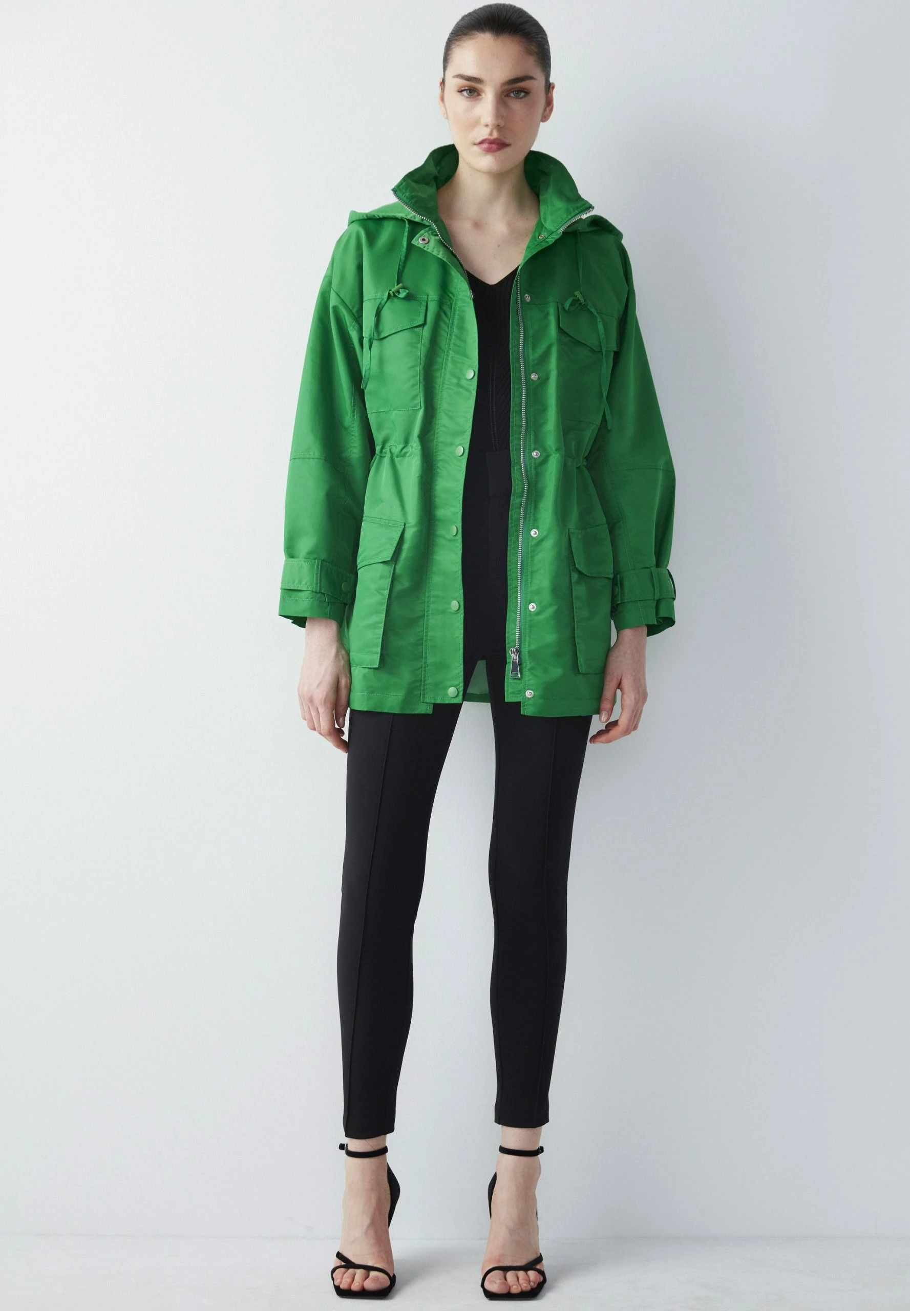 Ipekyol Relaxed Fit Adjustable Waist Coat With Windbreaker - Parka - Green 4 Ipekyol Relaxed Fit Adjustable Waist Coat With Windbreaker - Parka - Green - Afbeelding 2