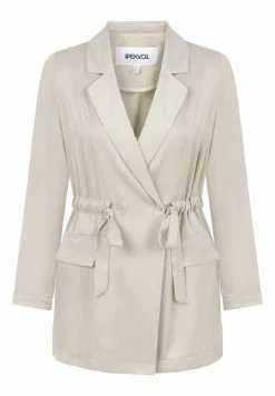 Ipekyol Regular Fit Adjustable Waist Double-Breasted Collar Coat - Halflange Jas - Natural -ONLY shop 96b96b7716af4cb1a77ef3940c847ec7